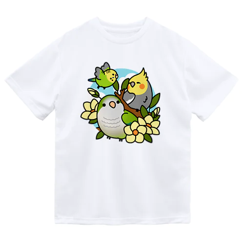 仲良しインコ　セキセイインコ、オカメインコ、オキナインコ Chubby Bird ドライTシャツ