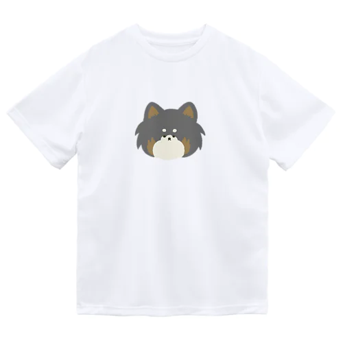 日常にふぁさふぁさしっぽのチワワ(黒) ドライTシャツ