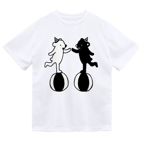 らくがきシリーズ『しろくろくま』モノクロ ドライTシャツ