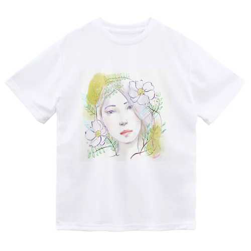 お花と水彩の子 ドライTシャツ