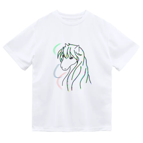 馬　カラフルラインアート　 ドライTシャツ