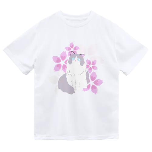 ラグドール×桜 ドライTシャツ