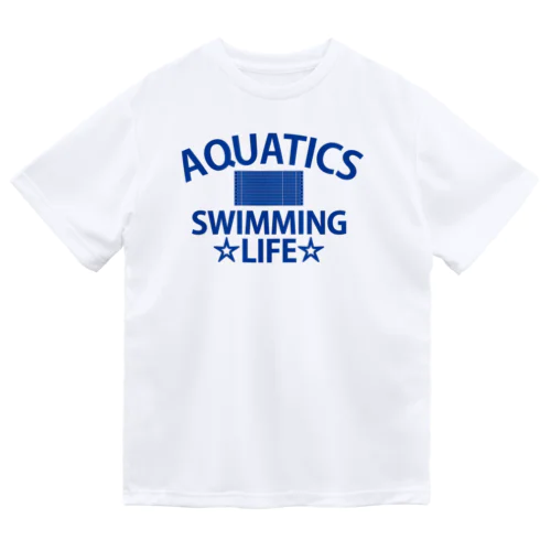 水泳競技・競泳・スイミング・アクアティクス・青・SWIMMING・すいえい・グッズ・フリーリレー・Tシャツ・スポーツ・男子・女子・かっこいい・かわいい・プール・自由形・平泳ぎ・背泳ぎ・バタフライ Dry T-Shirt