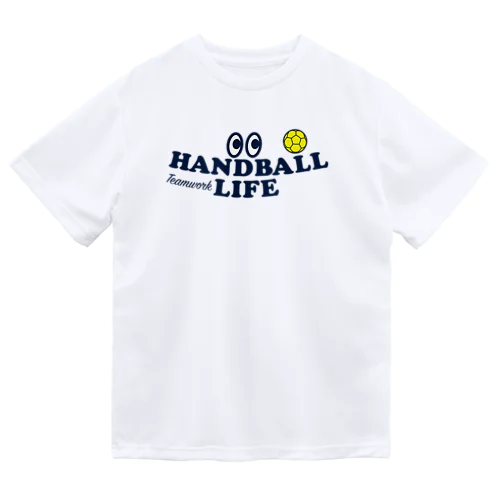 ハンドボール・目玉・HANDBALL・デザイン・Tシャツ・送球・男子・女子・得点・ボール・選手・ポジション・応援・スポーツ・かっこいい・かわいい・ステップシュート・有望・確実 ドライTシャツ