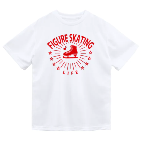 フィギュアスケート・赤・星・figure skating・グッズ・デザイン・フィギアスケート・#Tシャツ・ステップ・スピン・ジャンプ・スケート靴イラスト・技・男子・女子・かっこいい・かわいい・アイスダンス Dry T-Shirt