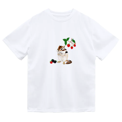 木苺とシマリス ドライTシャツ