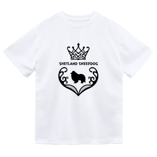 シェルティ　crown heart　onehappiness　black ドライTシャツ