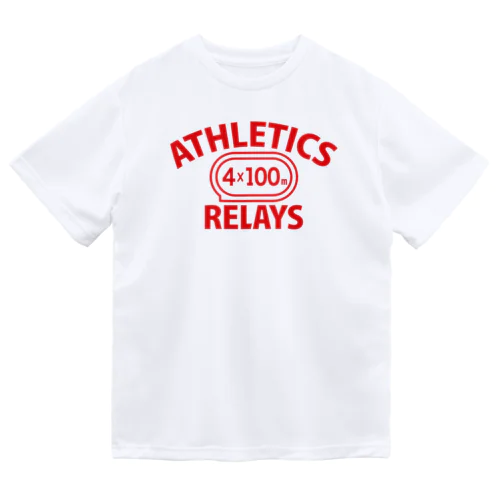 4×100mリレー・リレー競走・赤・陸上競技・400メートルリレー走・デザイン・Tシャツ・陸上部・男子・女子・ジュニア・入賞・有力・確実・候補・有望・応援・精神力・集中力・日本人・陸上魂 ドライTシャツ