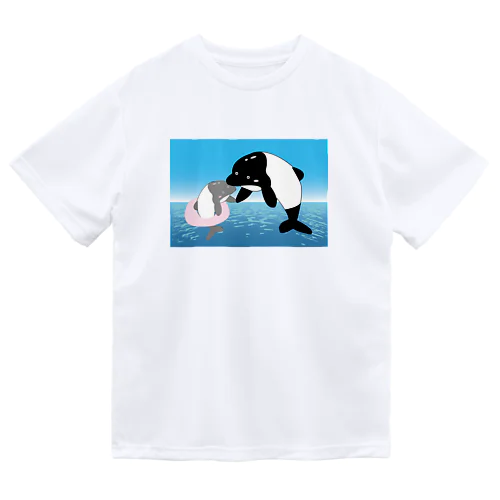 【手を取って・・・】海豚(イルカ)親子 ドライTシャツ