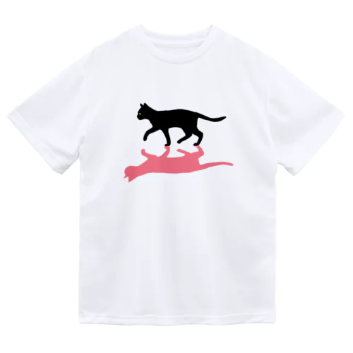 黒猫と影　ピンク Dry T-Shirt