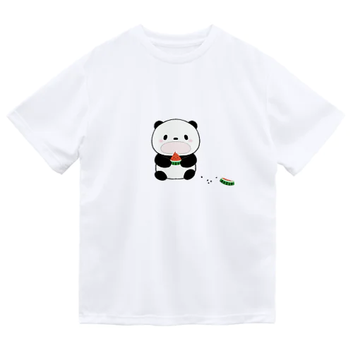 スイカを食べるパンダ ドライTシャツ