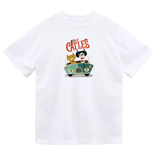 CATLES CAR DRIVE ハチワレ猫とキジトラ猫のドライブ ドライTシャツ