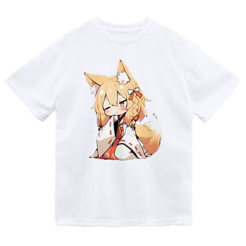 ミコン (Mikon) ver.2　狐の神様、きつね、キツネ ドライTシャツ