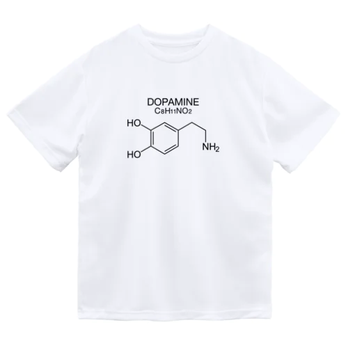  DOPAMINE C8H11NO2 -ドーパミ ン- 胸面配置 黒ロゴ ドライTシャツ