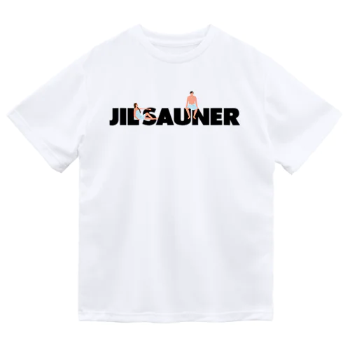 JIL SAUNER-ジルサウナー-サウナしている人ロゴ ドライTシャツ