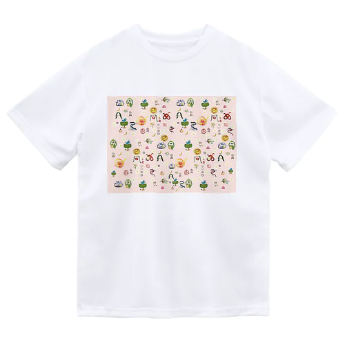 ヲシテ文字いろいろ【桜花色ベース】 ドライTシャツ