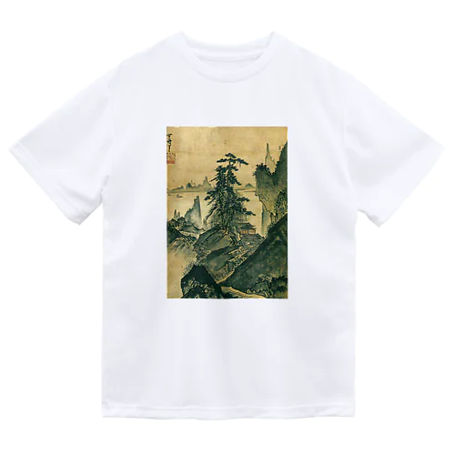 日本画：雪舟_山水図(室町時代) ドライTシャツ