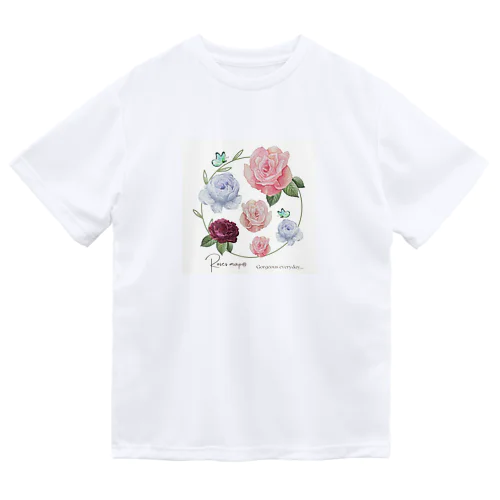 舞う薔薇とチョウチョ Dry T-Shirt