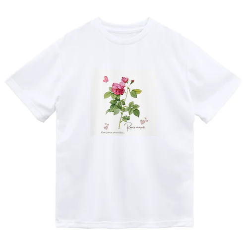 一輪の薔薇とハート ドライTシャツ