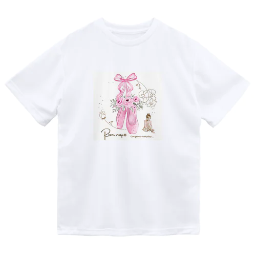 薔薇のトゥシューズと少女 ドライTシャツ