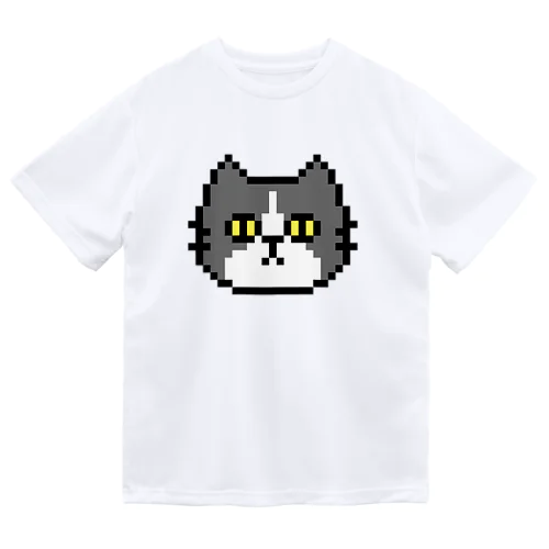 ドット絵のねこ（ハチワレ） ドライTシャツ