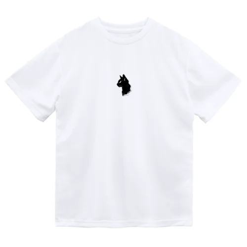 横向き黒猫 ドライTシャツ