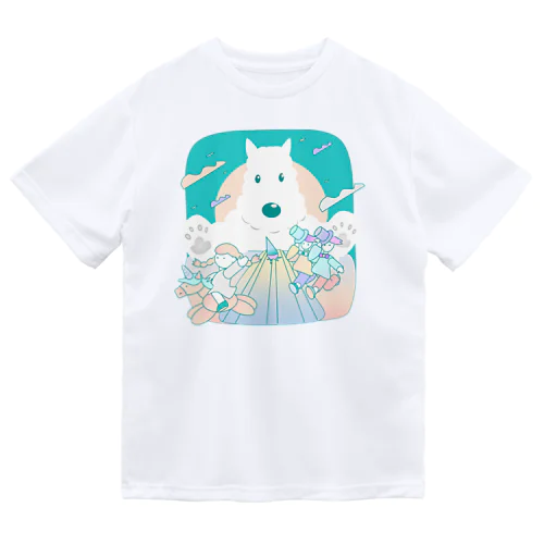 犬と乙女　ピンク＆ブルー ドライTシャツ