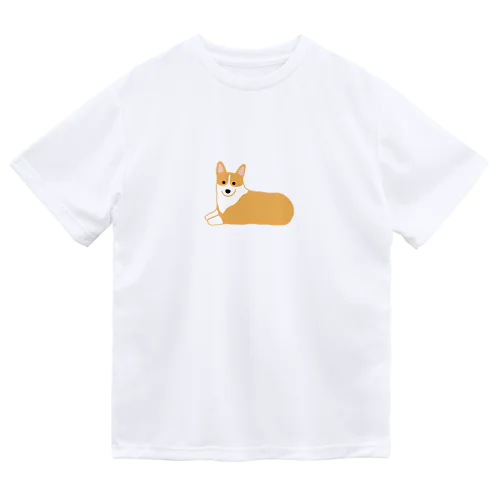 コーギーふせ ドライTシャツ