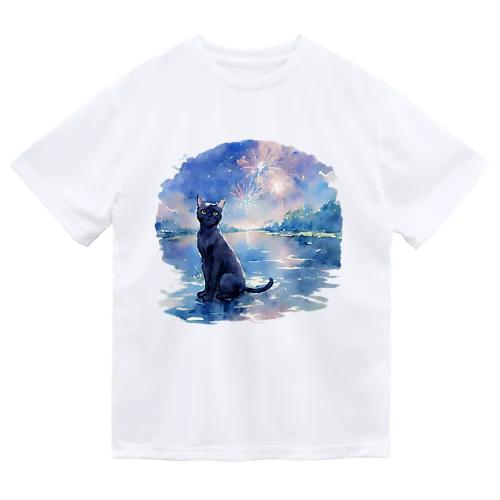 黒猫と花火A Dry T-Shirt