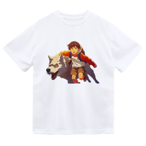少年とオオカミの追跡 Dry T-Shirt