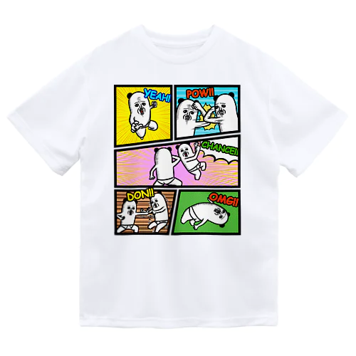 パンダおっさんコミック風 ドライTシャツ