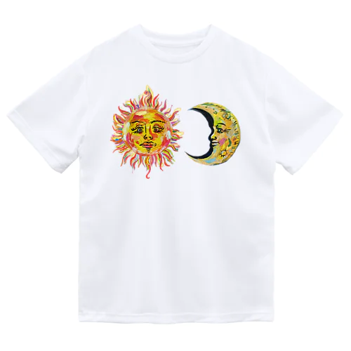 太陽と月 ドライTシャツ