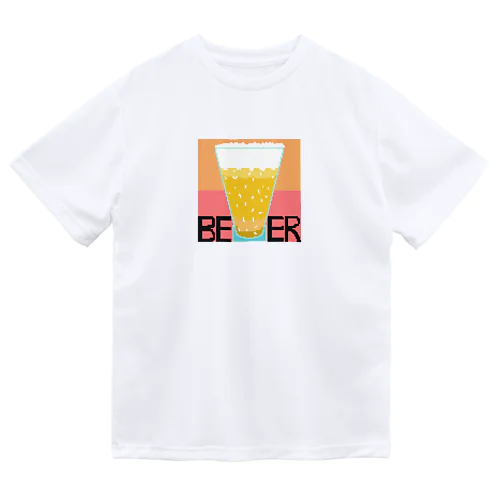 お洒落なBEERグラスのドット絵 ドライTシャツ