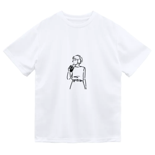 コーヒーカップフォンガール(ショートボブ) Dry T-Shirt