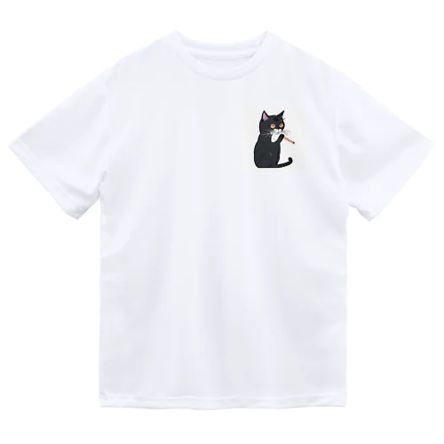 タバコを吸う猫 ドライTシャツ