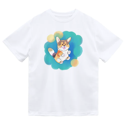 コーギーの大ジャンプ ドライTシャツ