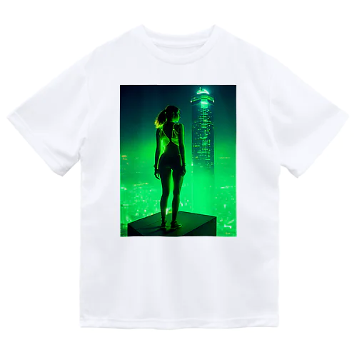 美女✕SF （緑） ドライTシャツ