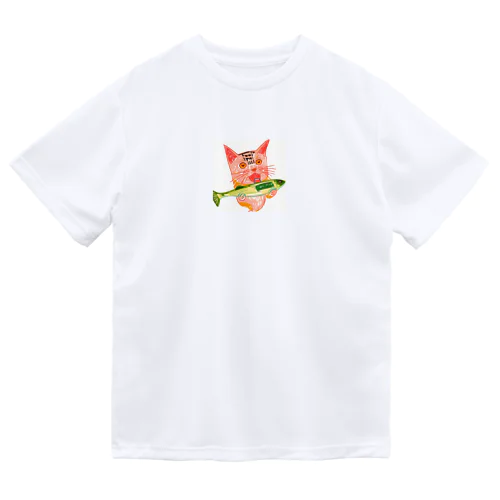 秋刀魚を美味しそうに食べる猫 Dry T-Shirt