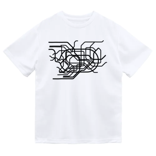 東京地下鉄路線図-東京メトロ路線図 ROUTE MAP TOKYO METROPOLITAN AREA-黒ラインバージョン- Dry T-Shirt