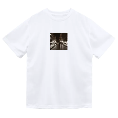 黒猫夜景 Dry T-Shirt