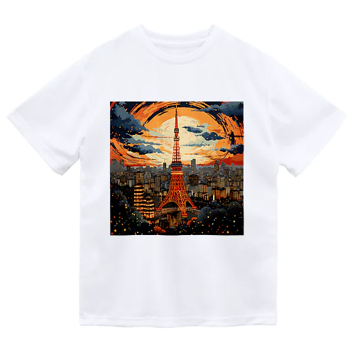 東京タワー風イラスト ドライTシャツ