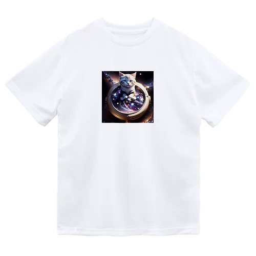 猫と宇宙の時計 ドライTシャツ