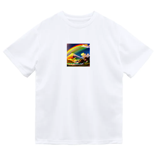 “Rainbow-colored Mount Fuji: The Gateway to a Colorful Fantasy” ドライTシャツ