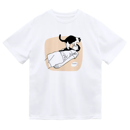 猫吸い　ベージュ ドライTシャツ