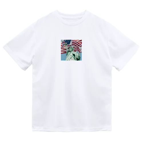 自由の女神とアメリカ国旗 Dry T-Shirt