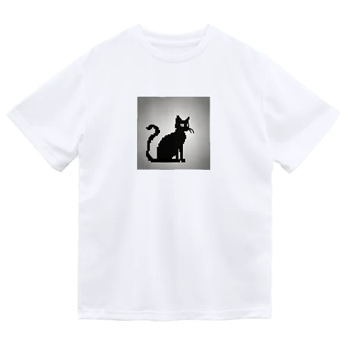 ピクセルアート黒猫　3 ドライTシャツ