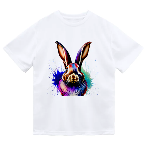 Colorful Watercolor-ウサギ ドライTシャツ