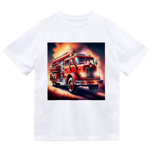 レトロタンク消防車　 ドライTシャツ