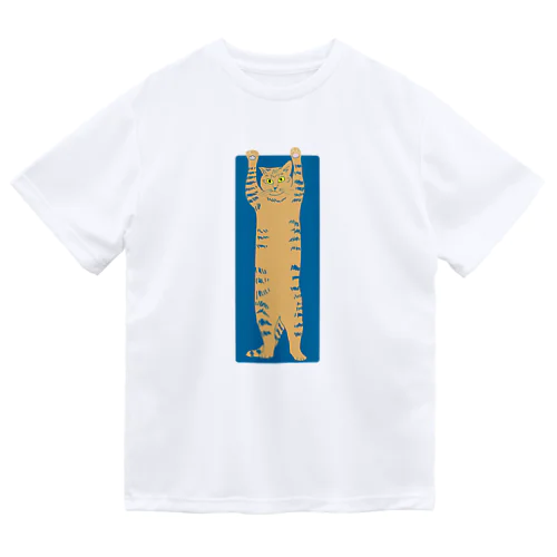 バンザイ猫　ブルー ドライTシャツ