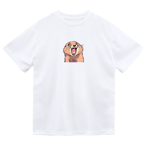 アニマル　叫ぶ　マーモット ドライTシャツ